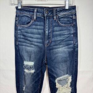 American‎ Eagle Outfitters Highest Rise Jegging Super Stretch Distressed Sz 6